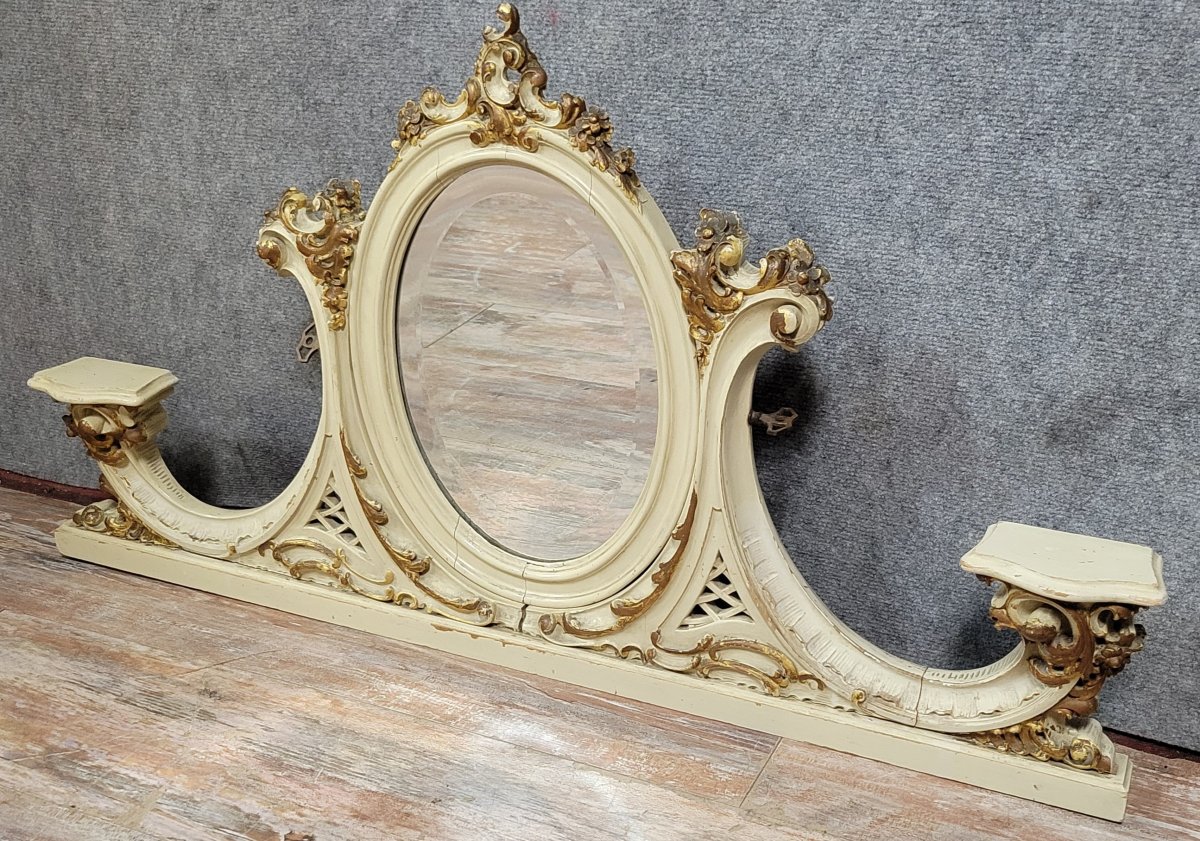 Venetian Woodwork Element (over The Door) Louis XV Baroque Style In Lacquered And Gilded Wood -photo-1