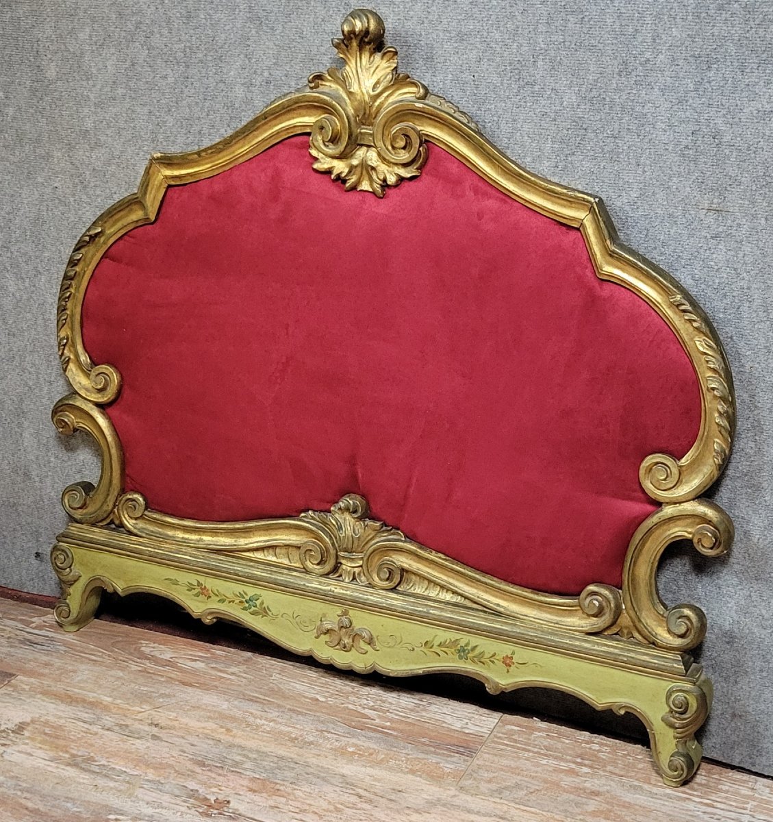 Venetian Woodwork Element (over The Door) Louis XV Baroque Style In Gilded And Painted Wood-photo-1