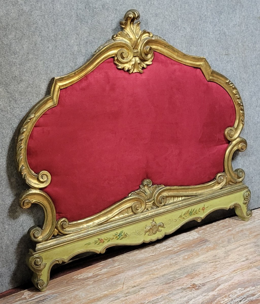 Venetian Woodwork Element (over The Door) Louis XV Baroque Style In Gilded And Painted Wood-photo-2