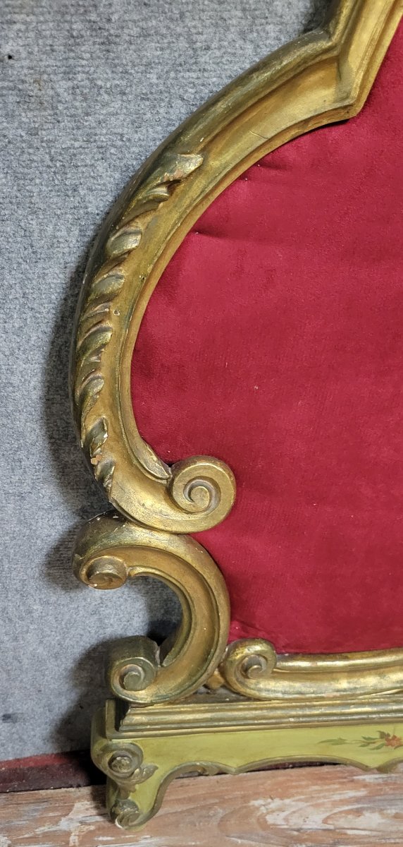 Venetian Woodwork Element (over The Door) Louis XV Baroque Style In Gilded And Painted Wood-photo-4