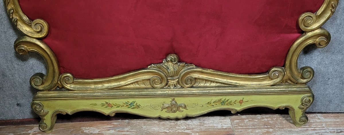 Venetian Woodwork Element (over The Door) Louis XV Baroque Style In Gilded And Painted Wood-photo-5