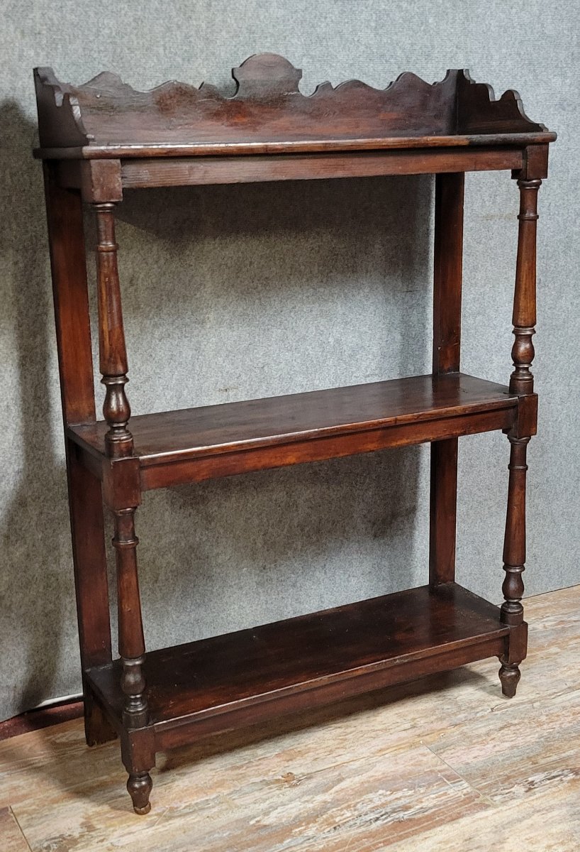 Etagére rustique style Louis XIII en bois tourné -photo-1