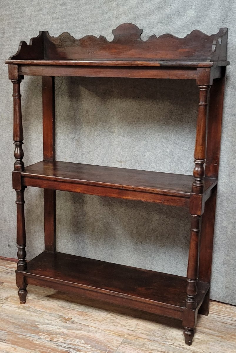 Etagére rustique style Louis XIII en bois tourné -photo-2