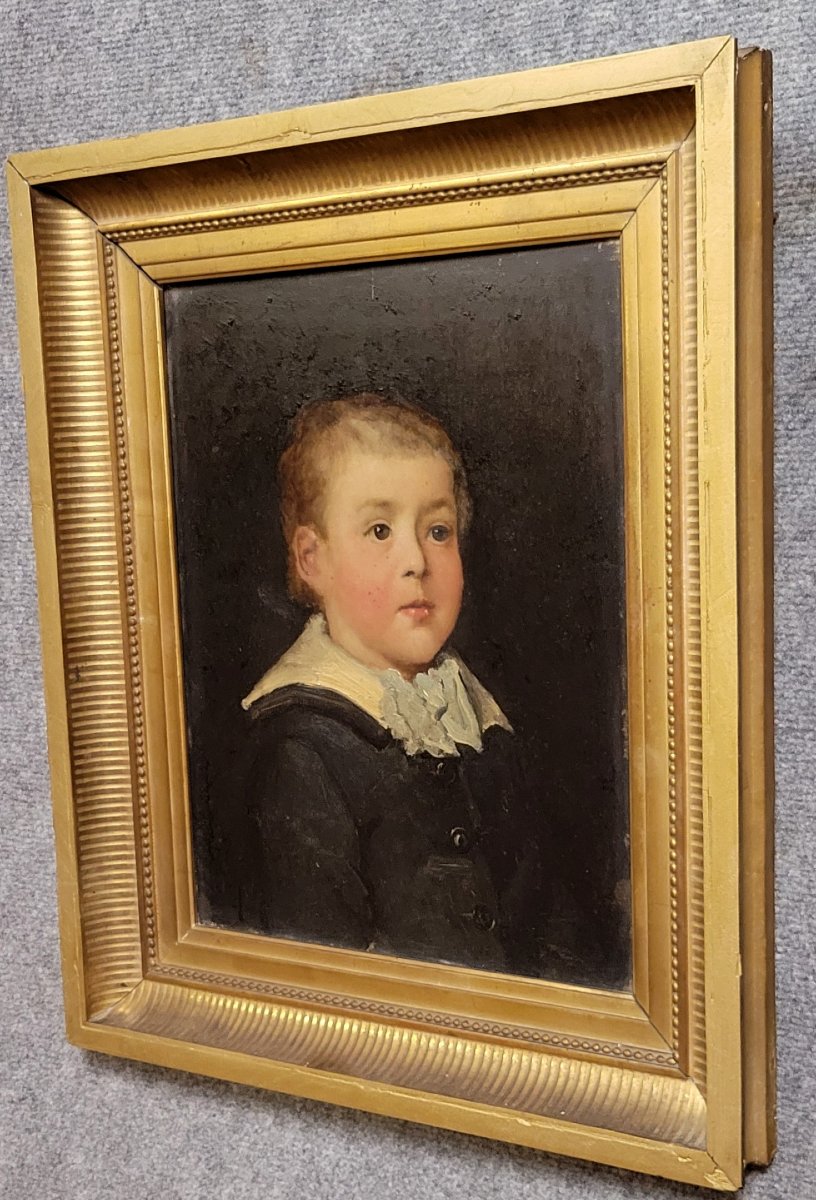 Oil On Wood Panel: Portrait Of A Child, Empire Period  -photo-1