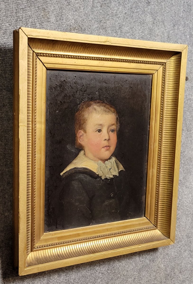 Oil On Wood Panel: Portrait Of A Child, Empire Period  -photo-2