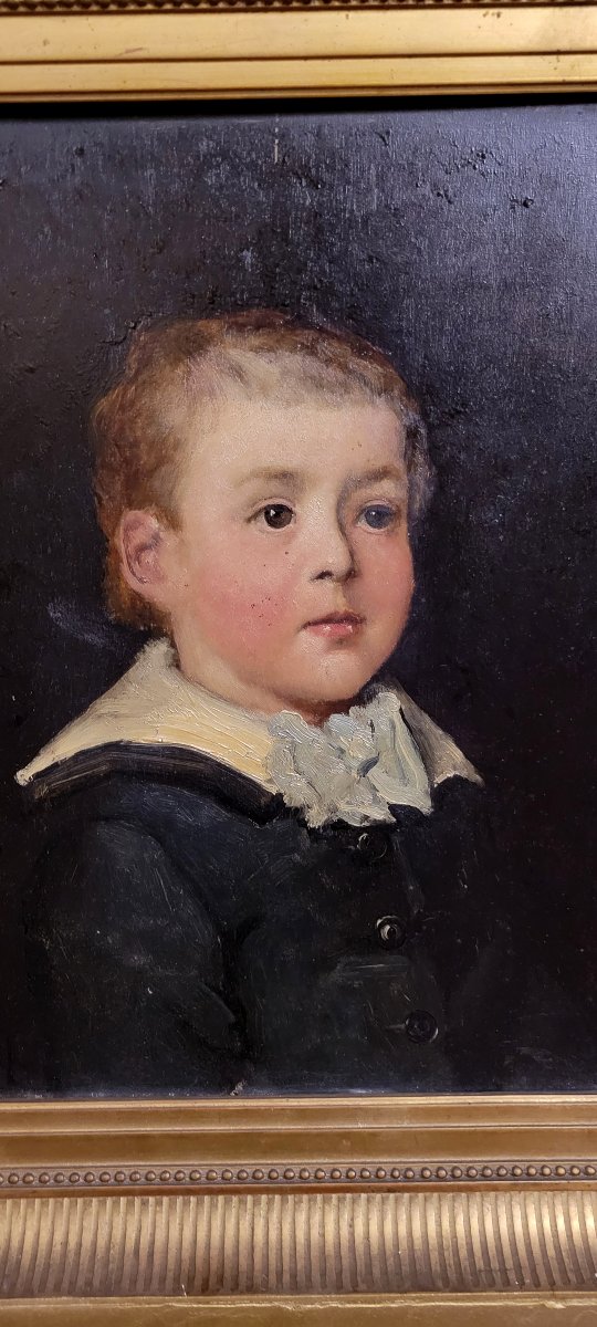 Oil On Wood Panel: Portrait Of A Child, Empire Period  -photo-3
