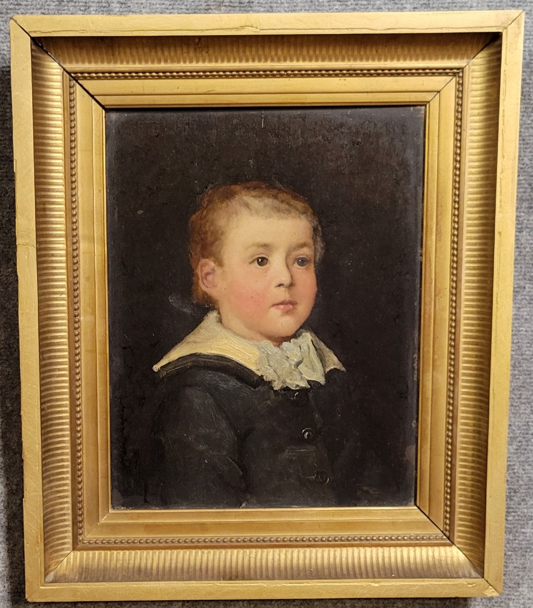 Oil On Wood Panel: Portrait Of A Child, Empire Period  
