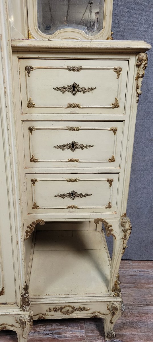 Armoire Venitienne style Louis XV baroque estampillée en bois laqué et doré -photo-2