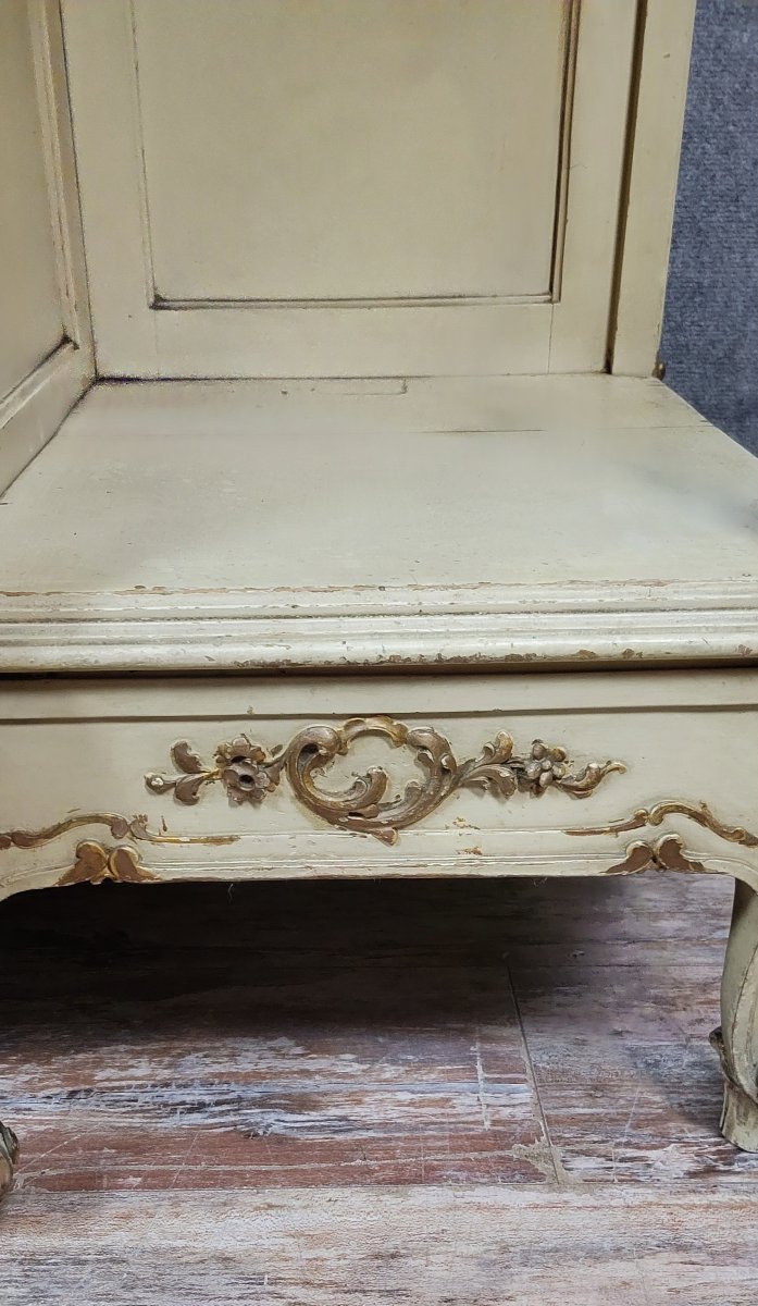 Armoire Venitienne style Louis XV baroque estampillée en bois laqué et doré -photo-3