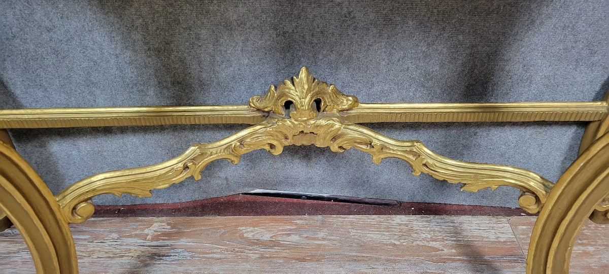 Grande console Venitienne + miroir  style Louis XV baroque en bois doré -photo-6