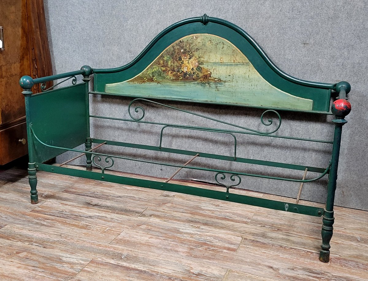 Rare banquette de repos Venitienne époque Napoléon III en fonte et tole laquée et peinte -photo-2