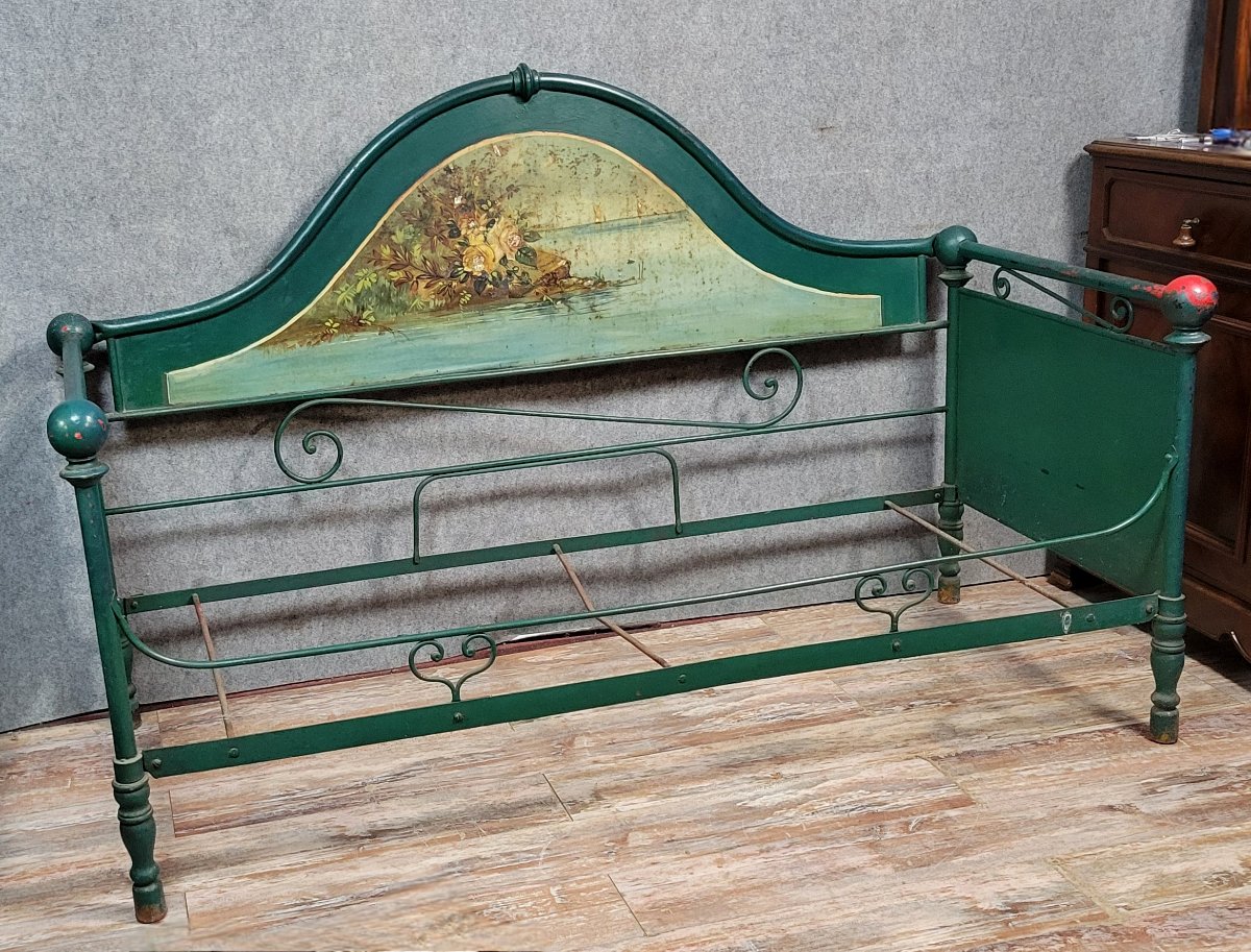 Rare banquette de repos Venitienne époque Napoléon III en fonte et tole laquée et peinte -photo-3