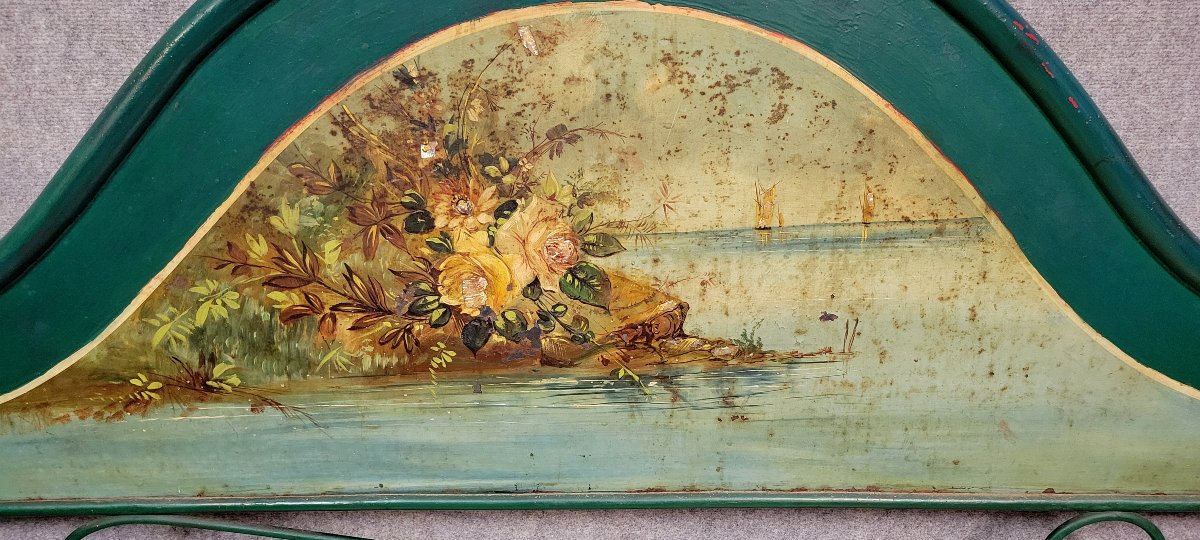 Rare banquette de repos Venitienne époque Napoléon III en fonte et tole laquée et peinte -photo-1