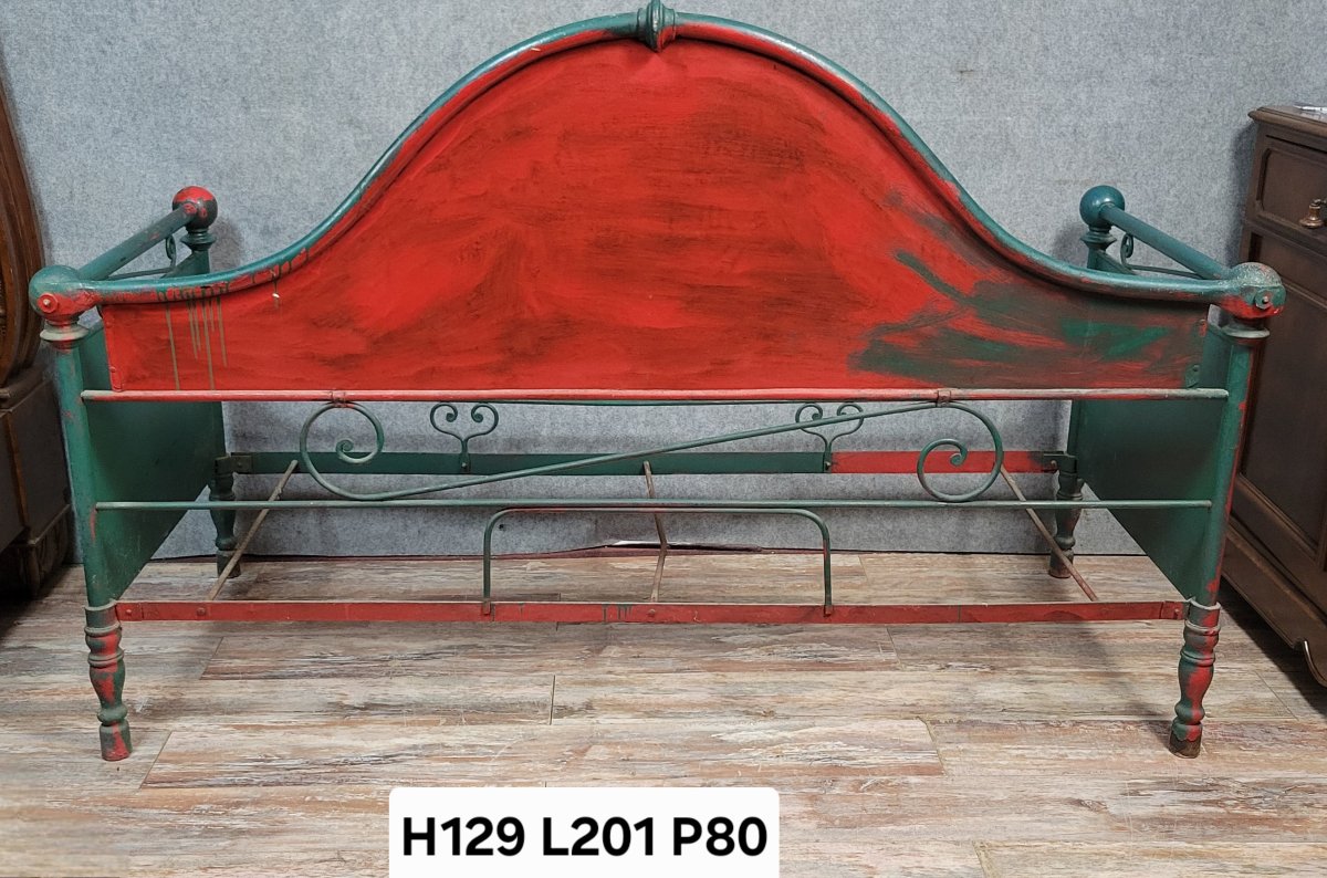 Rare banquette de repos Venitienne époque Napoléon III en fonte et tole laquée et peinte -photo-8