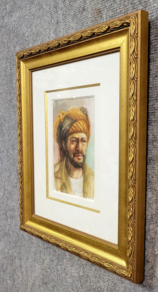 Ayub 1960: Watercolor "the Man With The Turban"    -photo-2