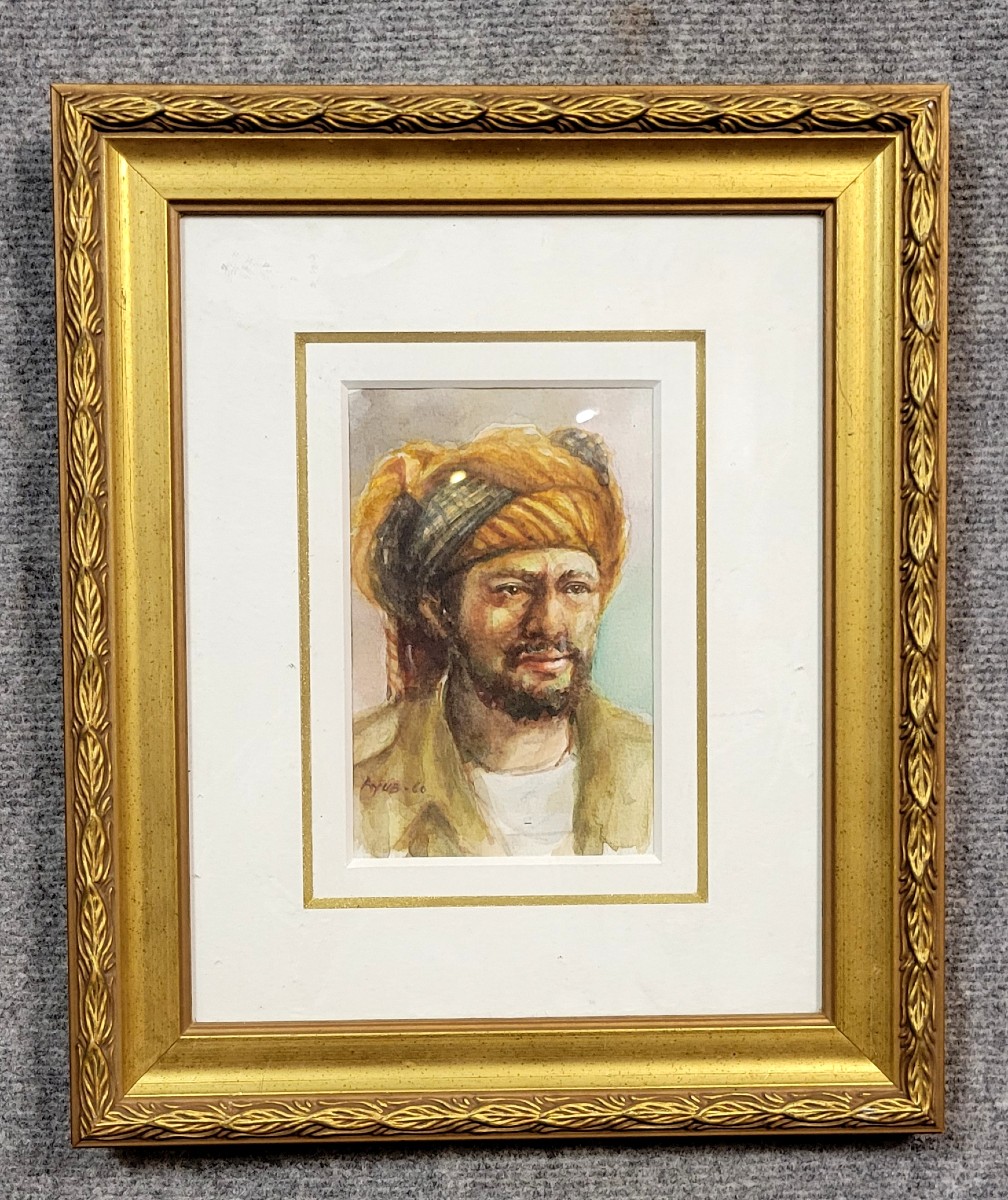 Ayub 1960: Watercolor "the Man With The Turban"    