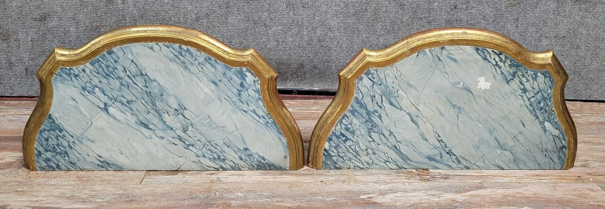  Pair Of Louis XV Style Wall Consoles In Gilded Wood  -photo-1