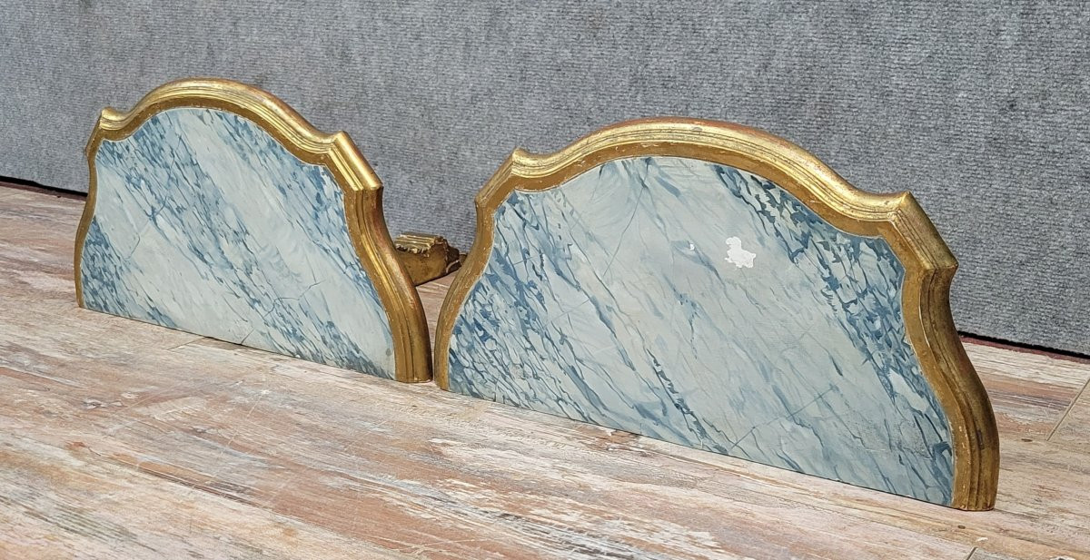  Pair Of Louis XV Style Wall Consoles In Gilded Wood  -photo-2