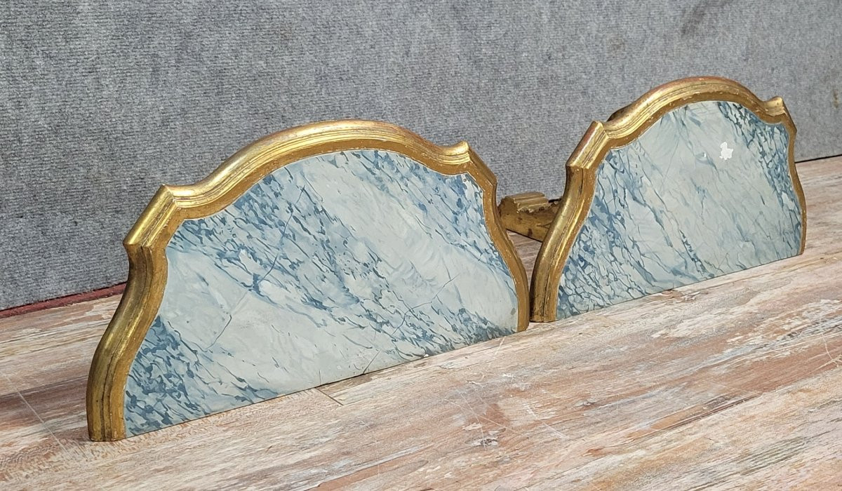  Pair Of Louis XV Style Wall Consoles In Gilded Wood  -photo-3