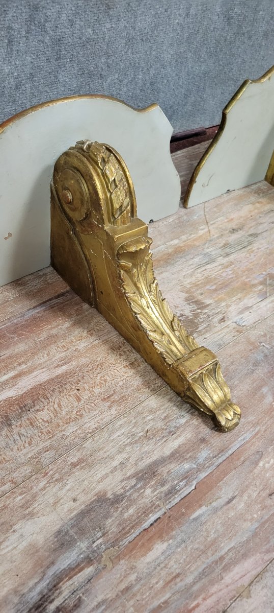  Pair Of Louis XV Style Wall Consoles In Gilded Wood  -photo-4