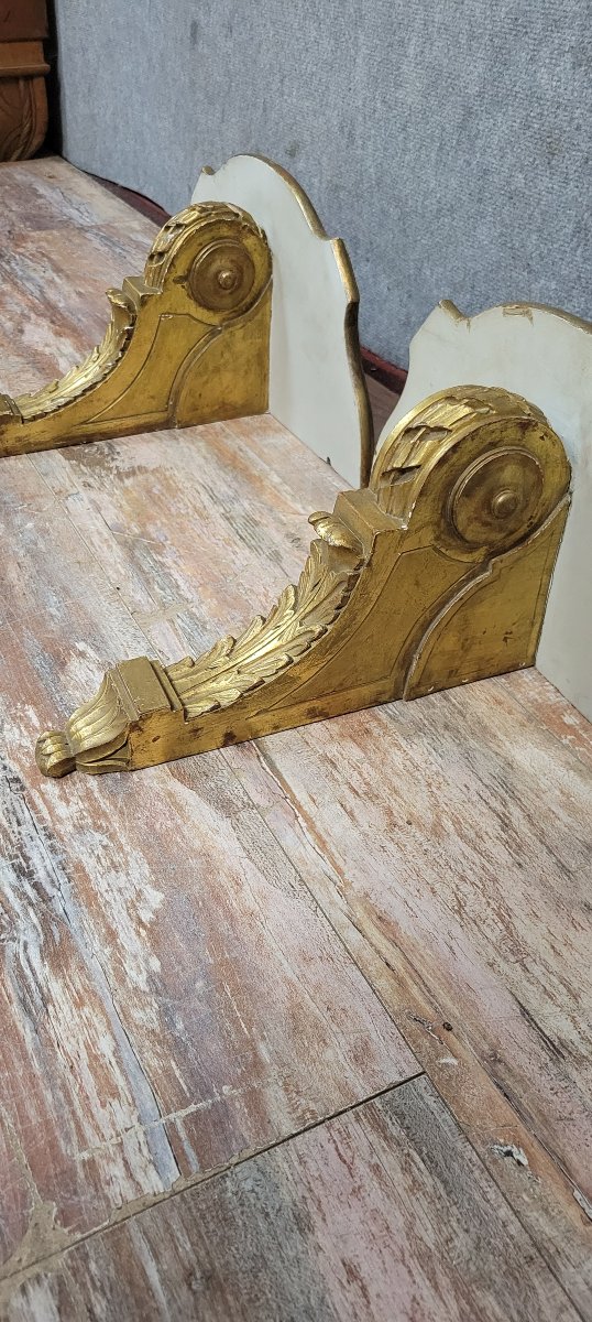  Pair Of Louis XV Style Wall Consoles In Gilded Wood  -photo-6