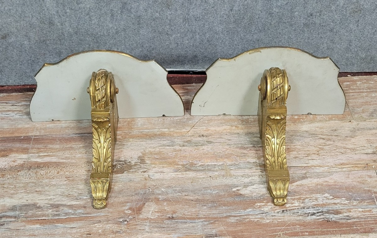  Pair Of Louis XV Style Wall Consoles In Gilded Wood  