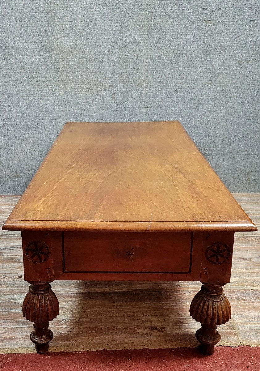 Très grande table basse style Anglais en noyer -photo-7