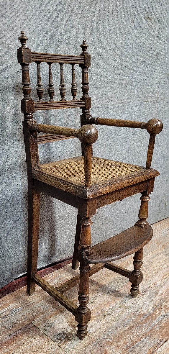 Renaissance Style Baby High Chair In Oak