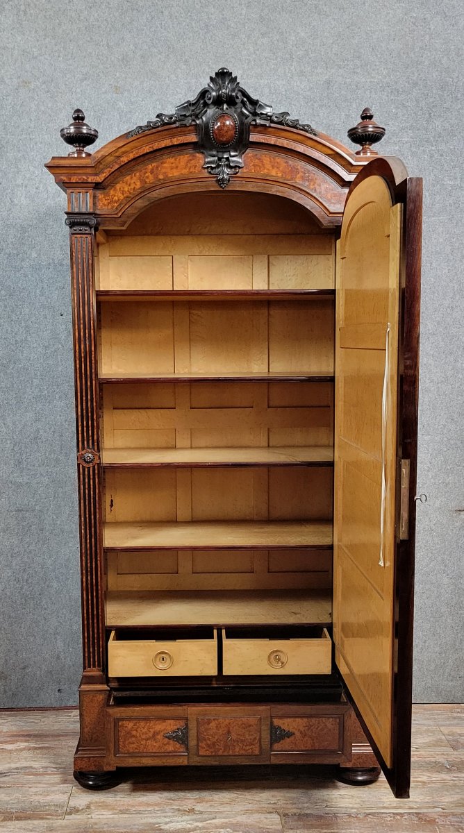Parisian Mirrored Armoire In Louis XVI Style In Rosewood And Elm Burl -photo-8