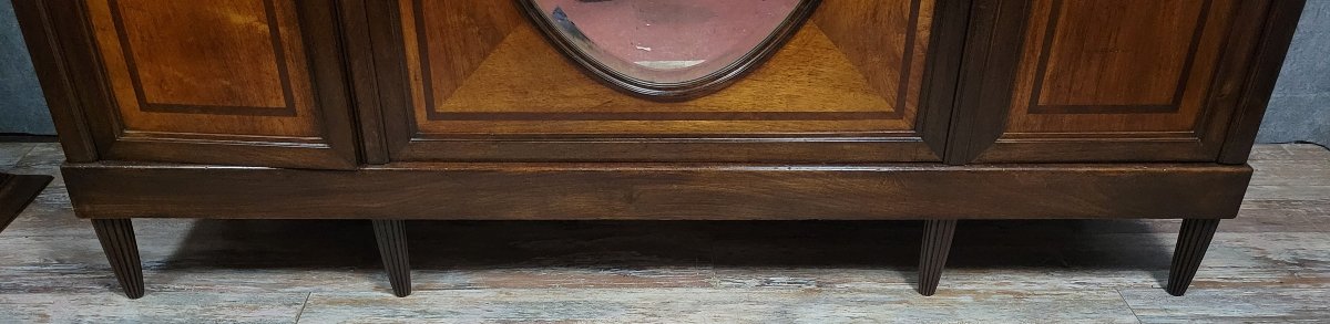 Louis Majorelle: Art Nouveau Period Mirrored Wardrobe In Macassar And Walnut -photo-2