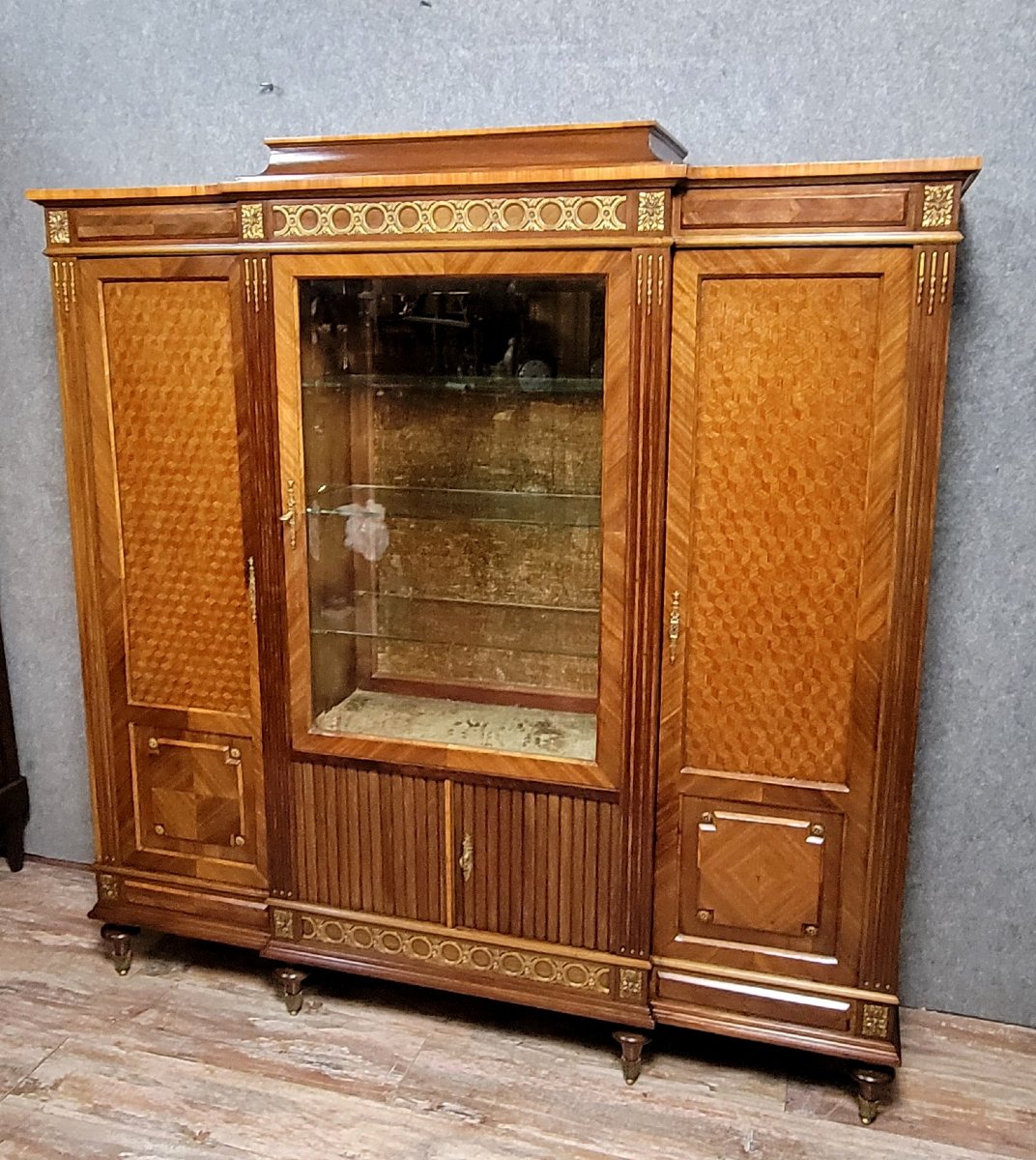 Antoine BASTET a Lyon : Rare bibliothéque style Louis XVI estampillée  -photo-3