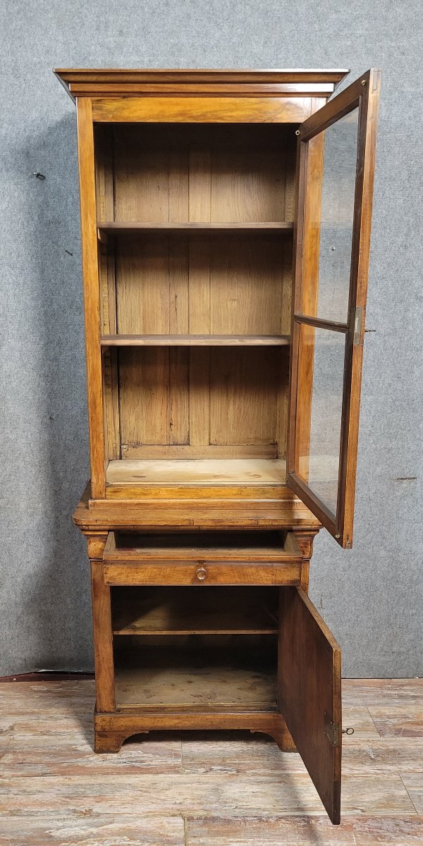 Buffet Vitrine a deux corps époque Louis Philippe en noyer -photo-7