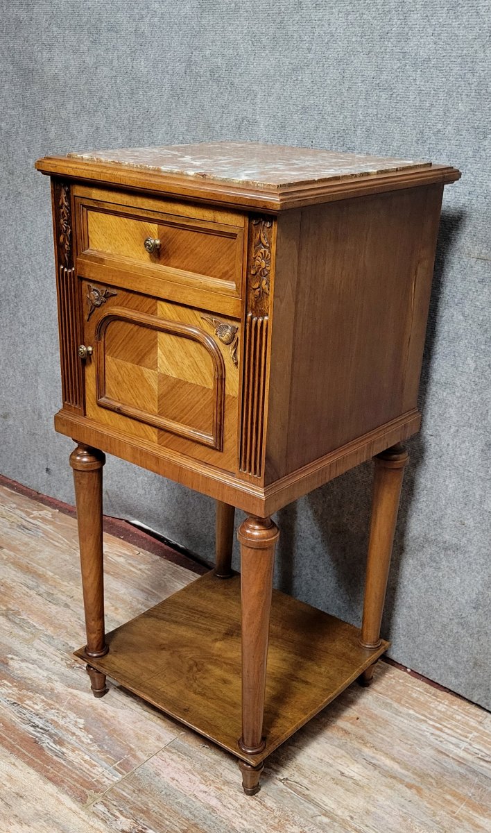 Table de nuits ou chevet style Louis XVI en noyer -photo-2