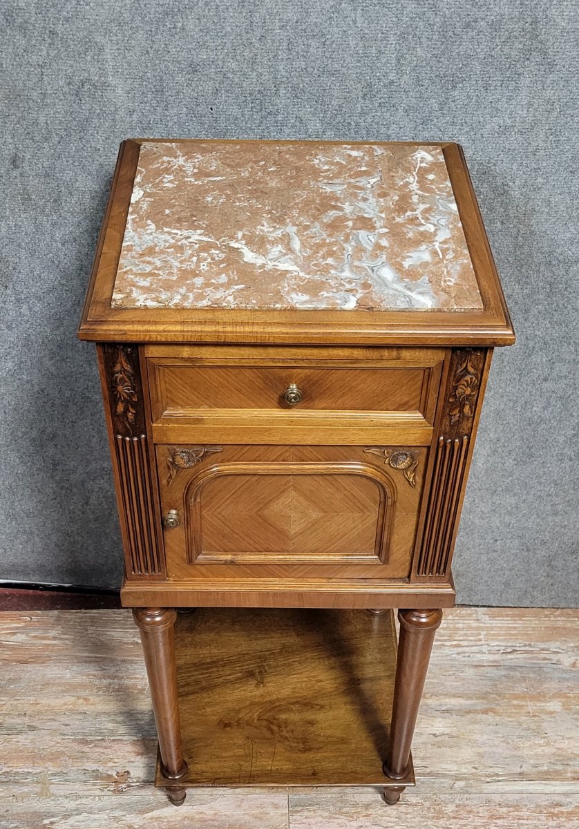 Table de nuits ou chevet style Louis XVI en noyer -photo-3