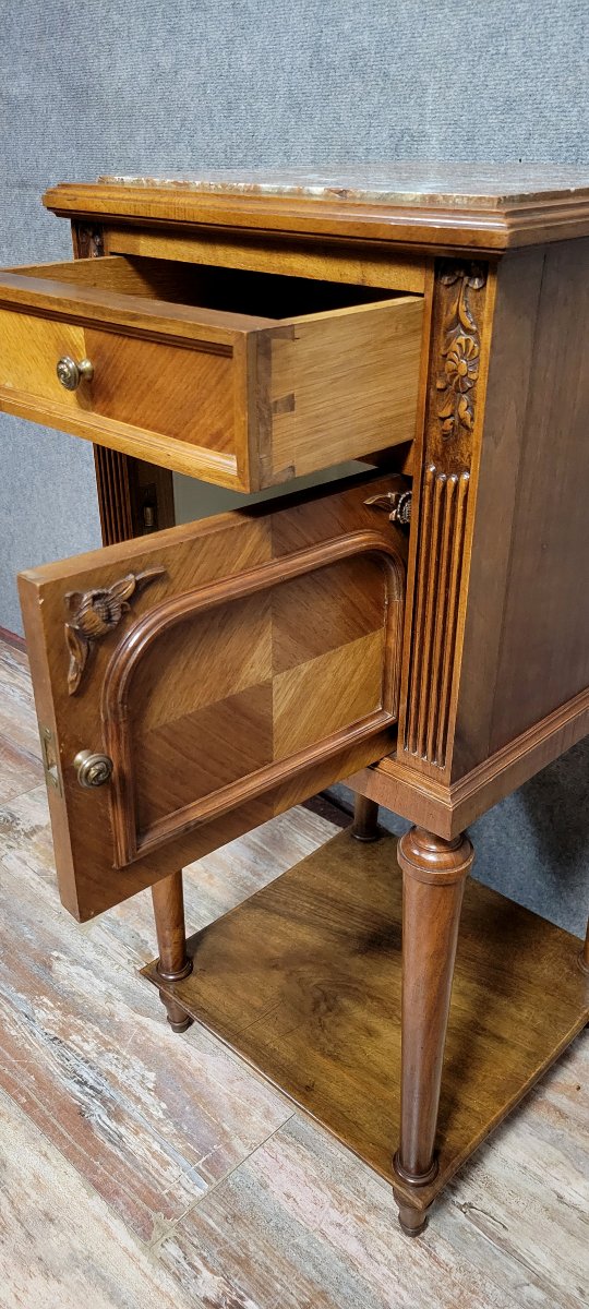 Table de nuits ou chevet style Louis XVI en noyer -photo-4