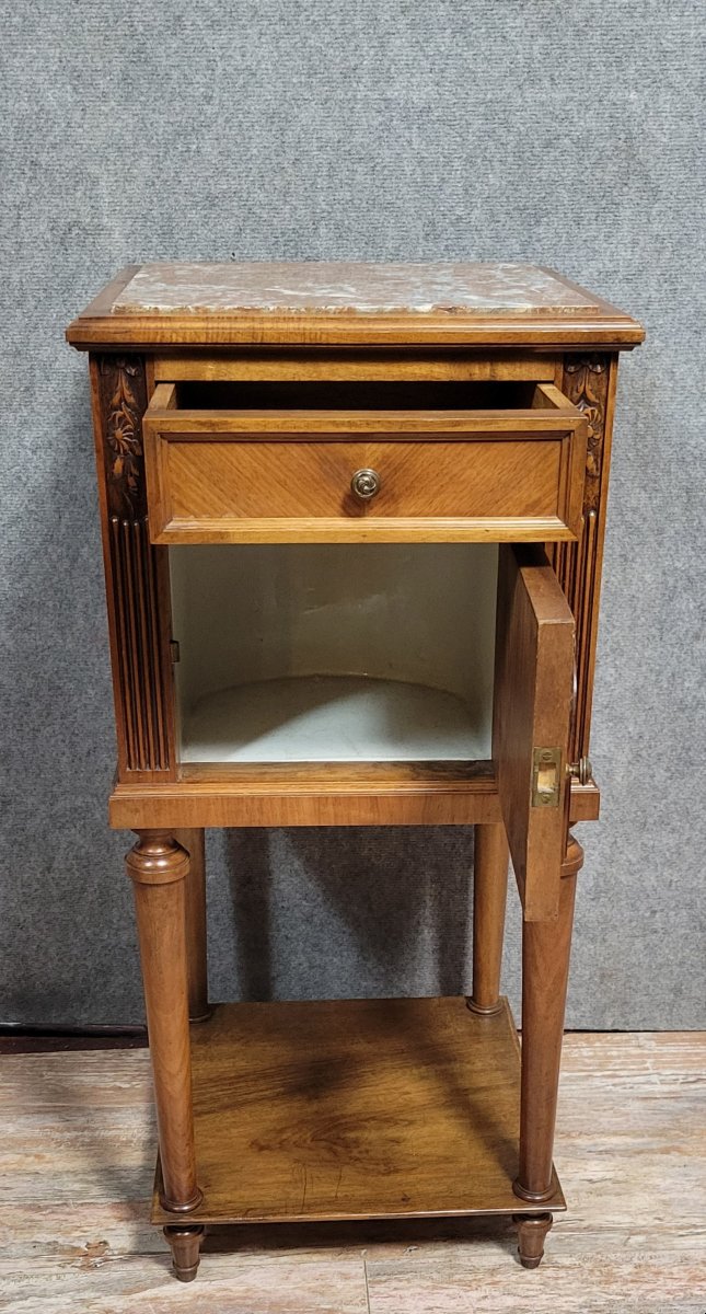 Table de nuits ou chevet style Louis XVI en noyer -photo-5