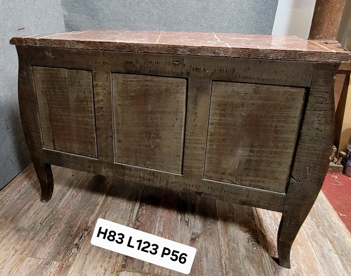 Louis XV Style Curved Chest Of Drawers In Marquetry-photo-4