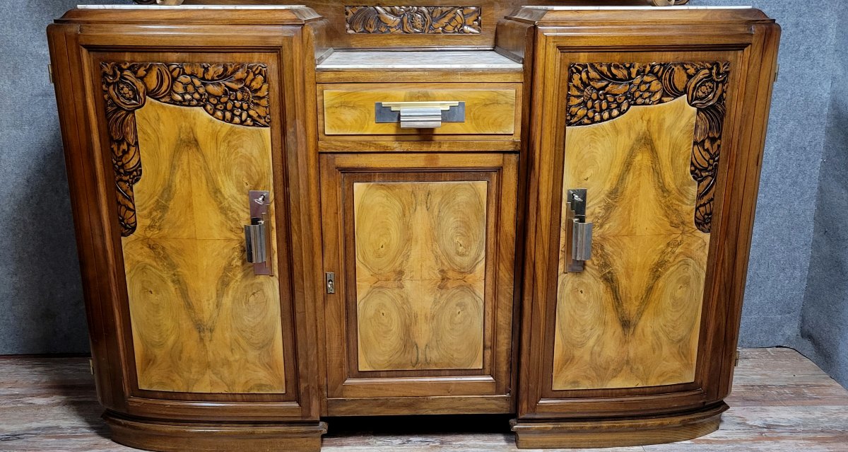 buffet deux corps galbé époque Art Déco en acajou -photo-4
