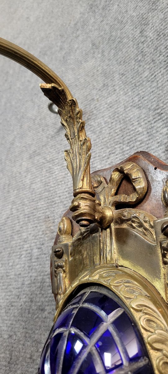 Louis XVI Style Wall Lamp In Bronze And Cut Crystal -photo-4