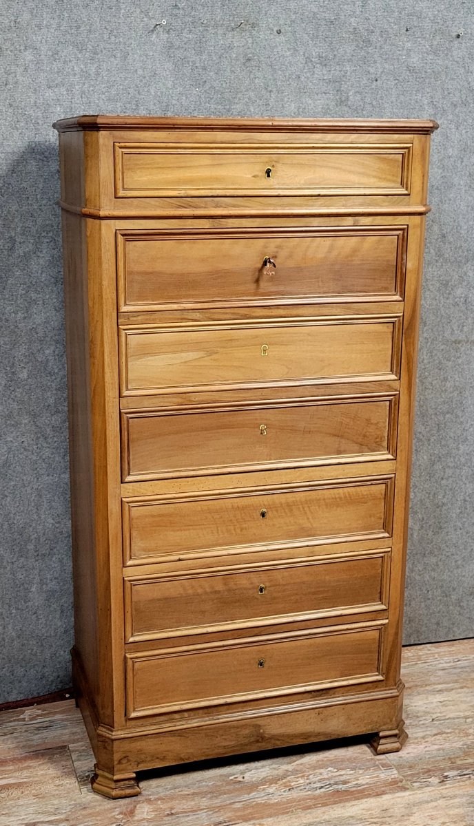 Secrétaire époque Napoléon III en faux semblant de semainier en noyer -photo-1