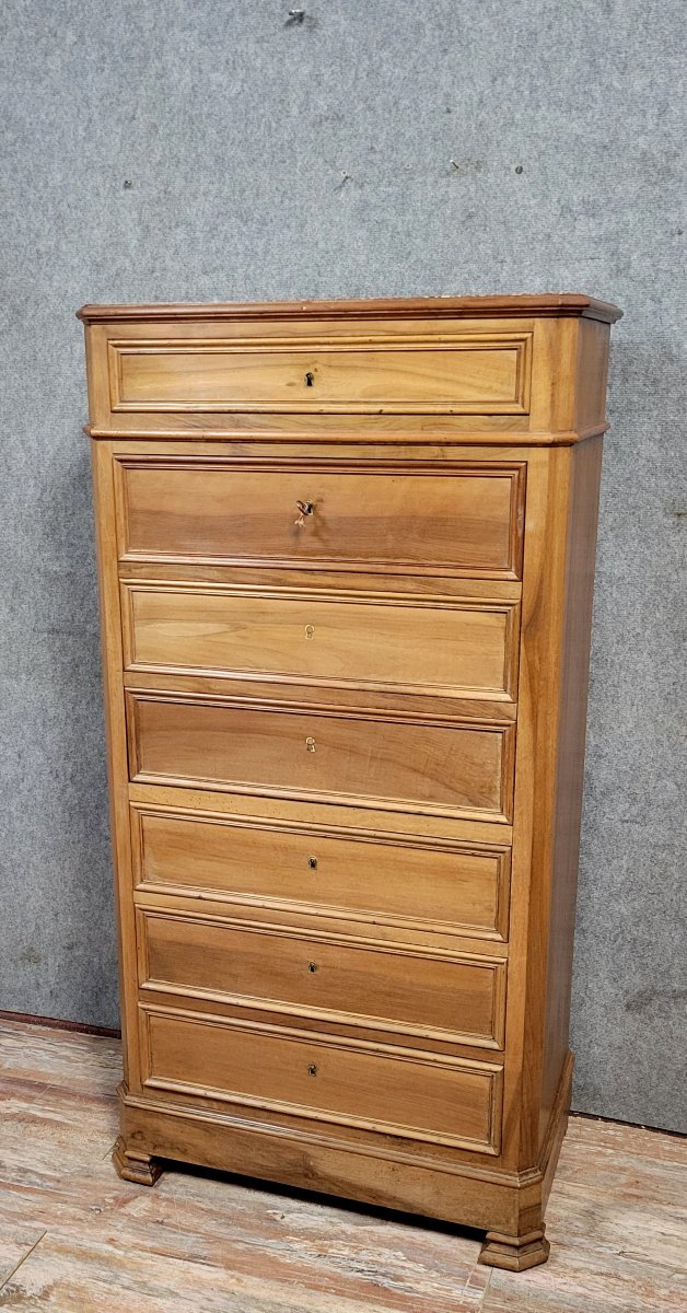 Secrétaire époque Napoléon III en faux semblant de semainier en noyer -photo-2