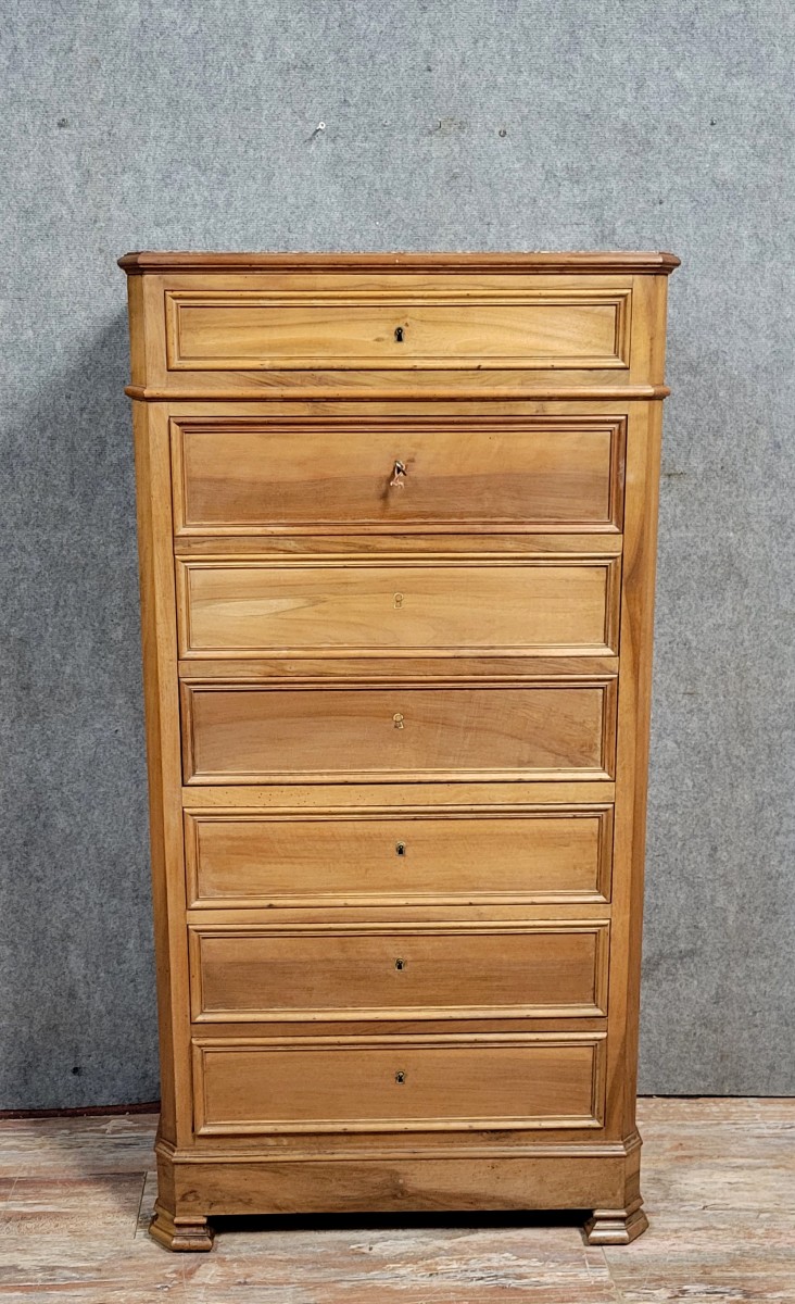 Secrétaire époque Napoléon III en faux semblant de semainier en noyer 