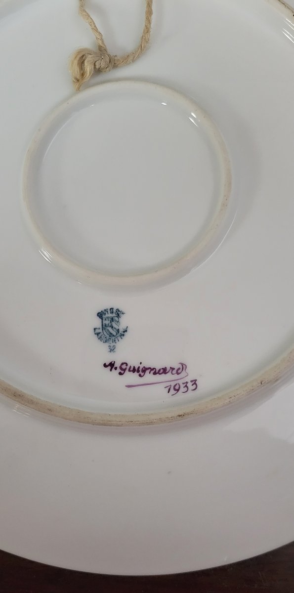 Guignard porcelaine de Langenthal 1933 : grand plat en porcelaine a décors peints  -photo-4