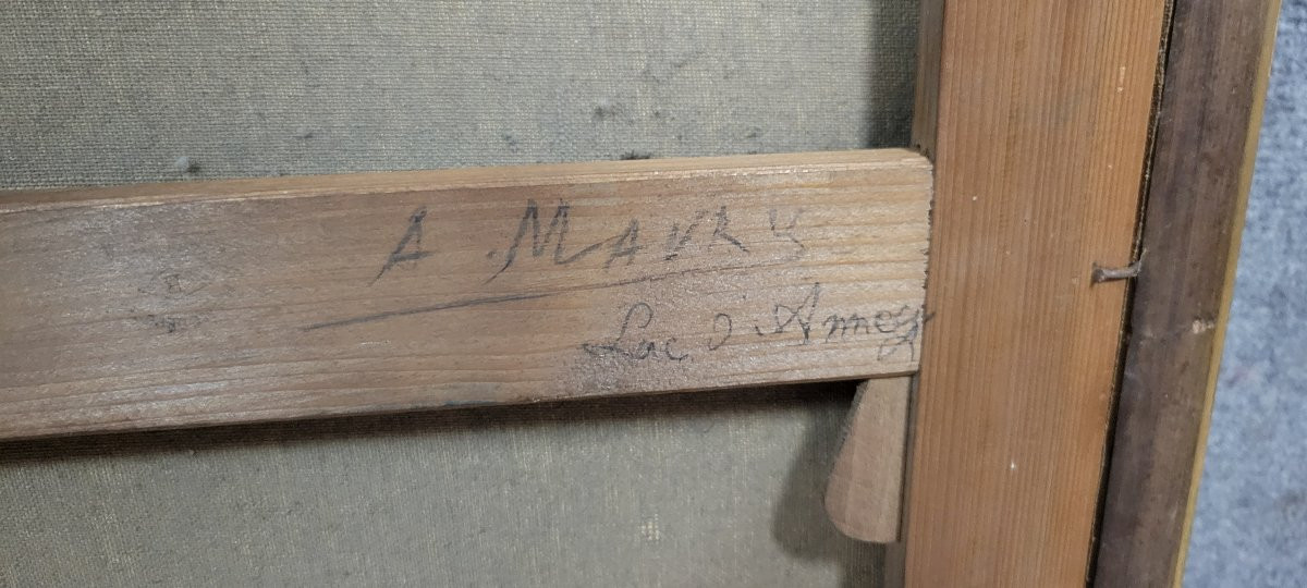 In Maury: Oil Painting On Canvas View Of Lake Annecy -photo-8