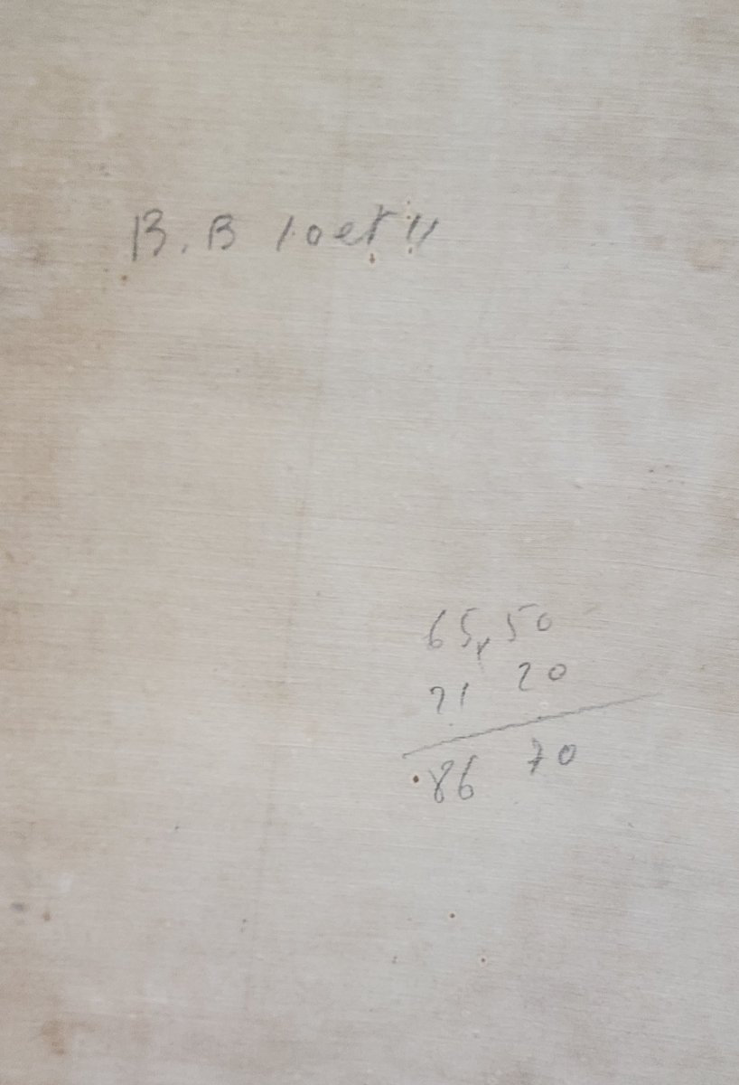 Grand Tableau Huile sur Toile milieu XXeme : le bébé potelé  -photo-6