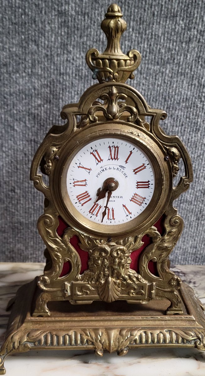 Bronze Alarm Clock In The Style Of A Louis XV Cartel Clock, Mid-20th Century-photo-3