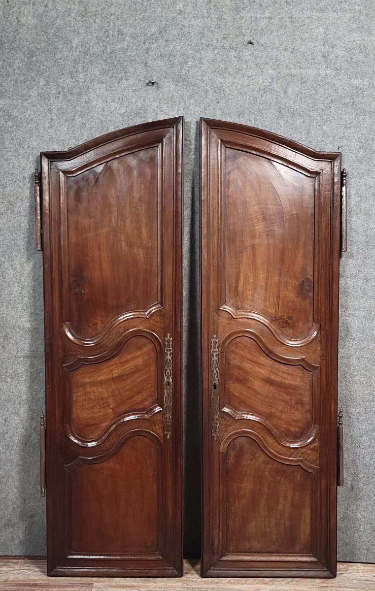 Pair Of Louis XV Period Molded Doors In Solid Walnut  