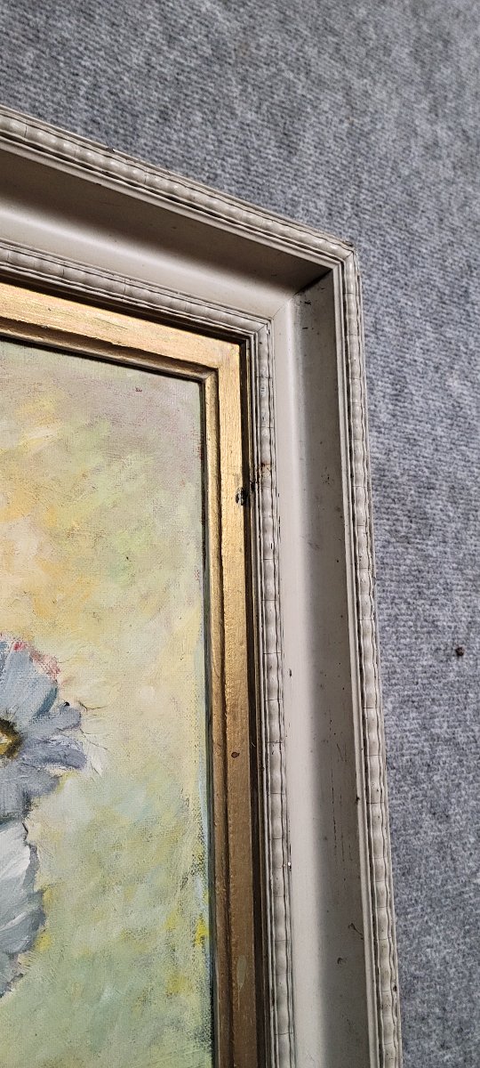 Bournay Rosebush: Oil Painting On Canvas, Still Life With Flowers-photo-4