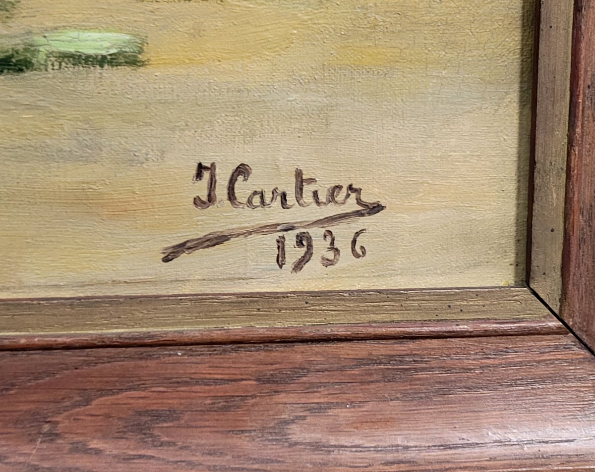 Jacques Cartier 1936: Oil On Canvas, Still Life With Flowers-photo-5