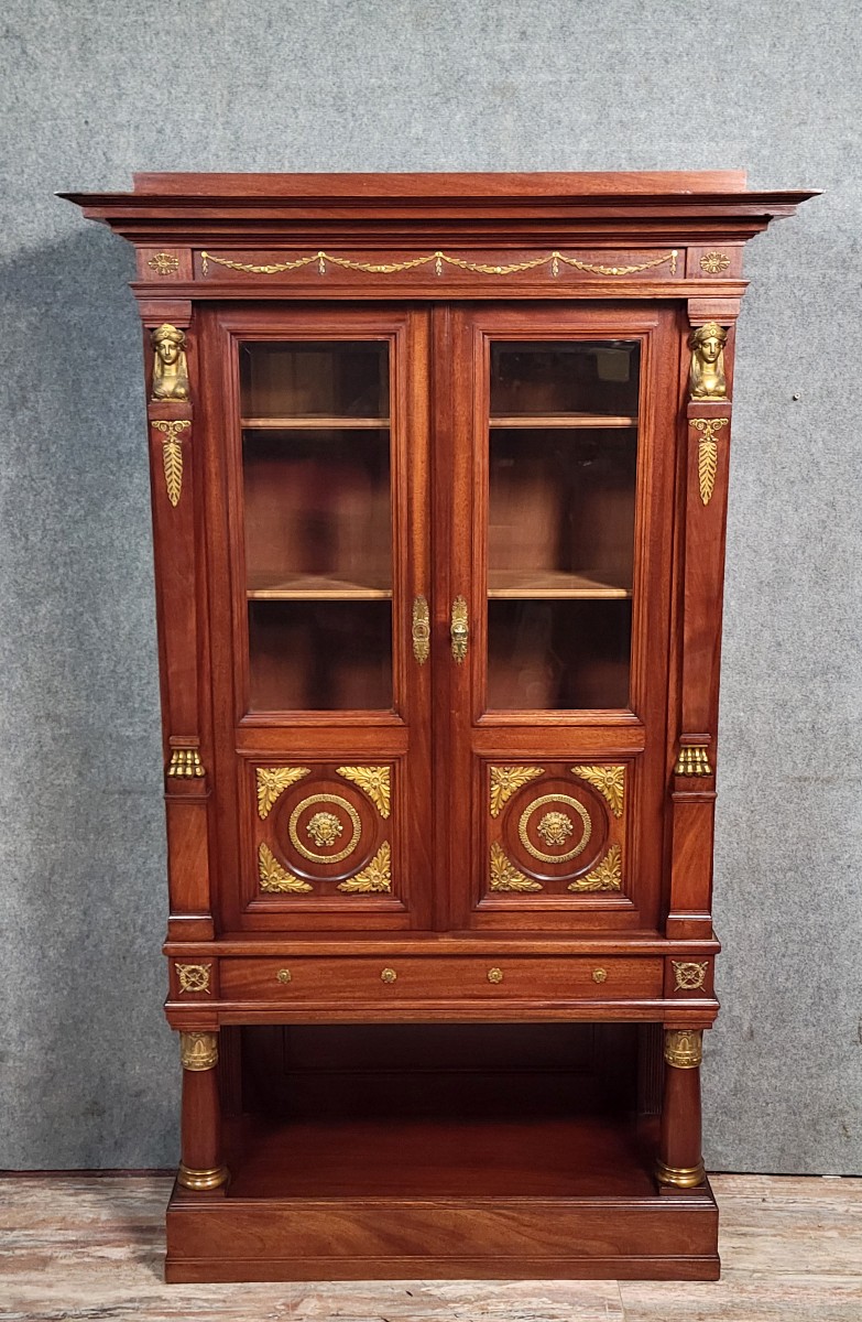 Rare Empire Style Mahogany And Gilt Bronze Bookcase